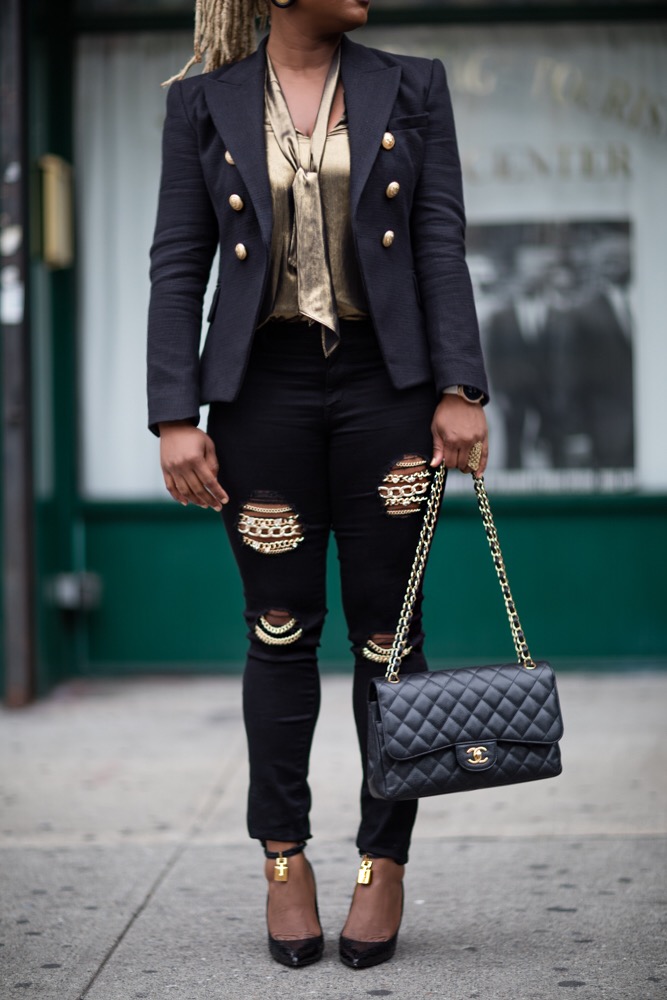 Style Diary: Wearing a Balmain Blazer, Rayar Jeans, and Tom Ford Python Padlock Heels to Speak at The Round – THE BOMB LIFE