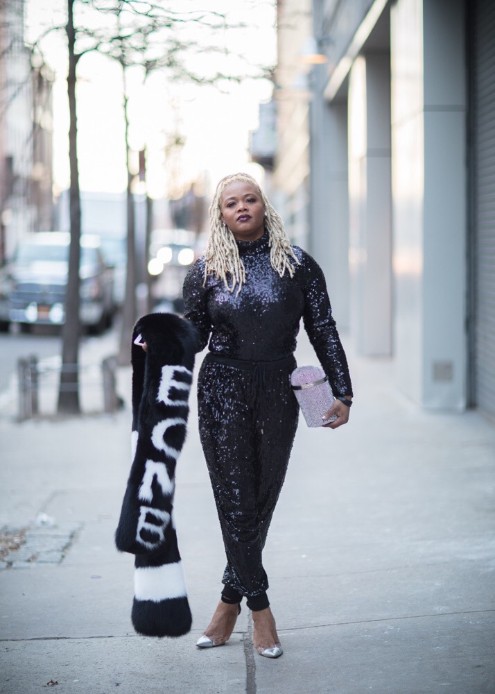 Bad and Boujee Style By Malene Birger Black Sequin Michael Kors Black Sequin Pants, and a Jennifer Le Bomb Stole – THE BOMB LIFE