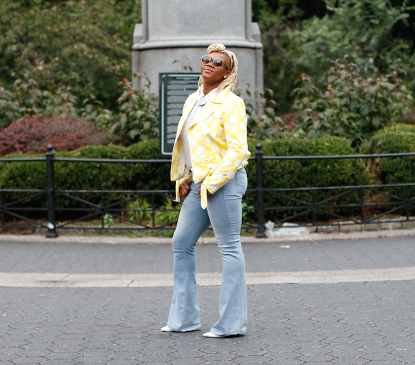 New York Style Diary claire sulmers fashion bomb daily An MSGM Yellow Jacket, Frame Denim Jeans, and Saint Laurent Pumps