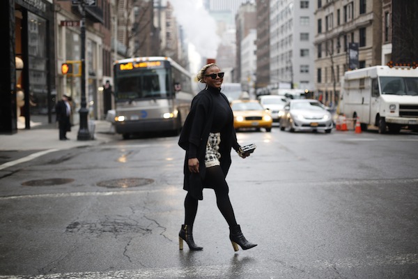 5 claire sulmers A Wolford Turtleneck, Balmain Mini Skirt, and Michael Kors Booties