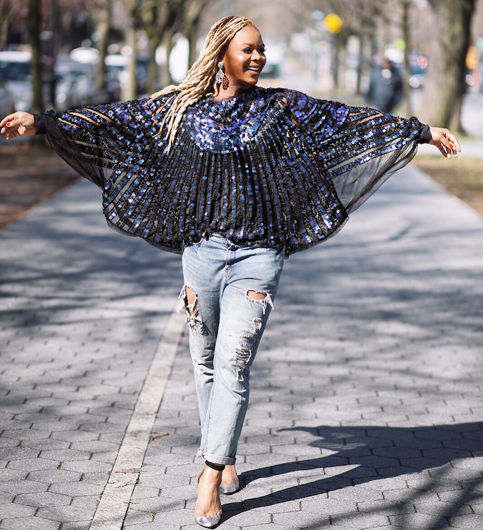 toyota brand ambassador claire sulmers fashion bomb daily how to wear sequins during the day boyfriend jeans