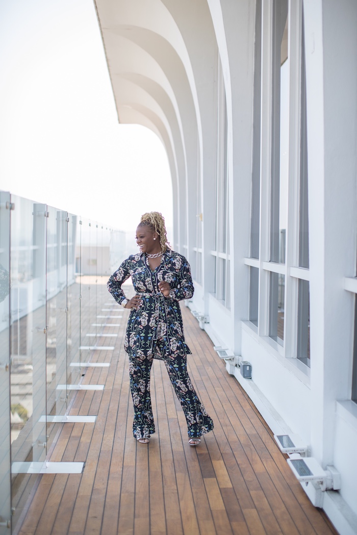 claire sulmers fashion bomb daily the bomb life Finding that Silver Lining; Wearing Zara's Floral Print Jacket and Trousers