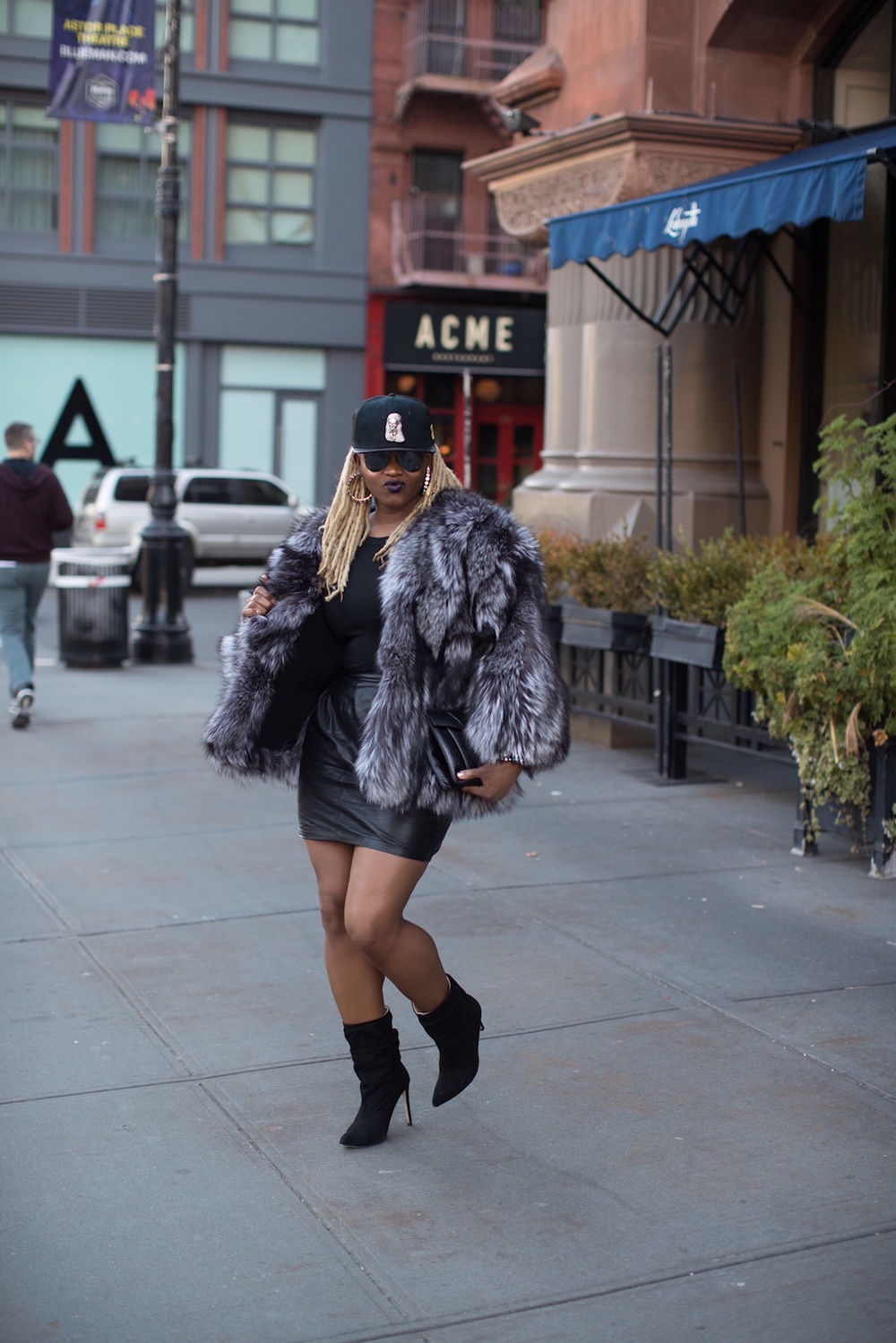 claire-sulmers-fashion-bomb-daily-the-bomb-new-york-restaurant-lafayette-wearing-a-duckie-confetti-fur-iylia-booties-and-a-24-apparel-hat