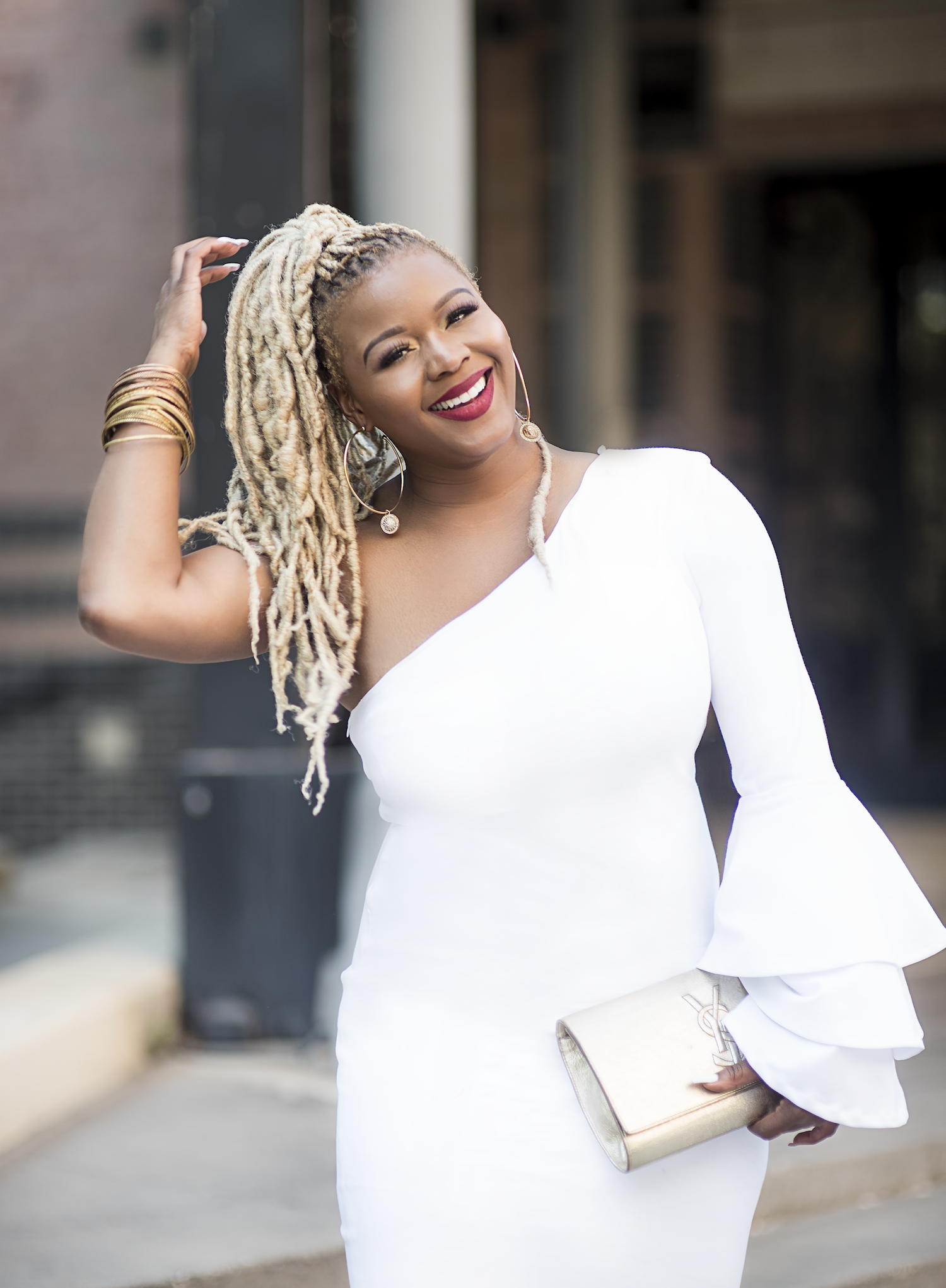 cocktails-with-claire-dallas-wearing-a-k-mills-collection-white-one-shoulder-dress-and-christian-louboutin-so-kate-pumps-claire-sulmers-fashion-bomb-daily